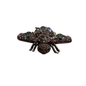 Authentic Joan Rivers Multicolored Stone Brass Bubble Bee Insect Designer Brooch